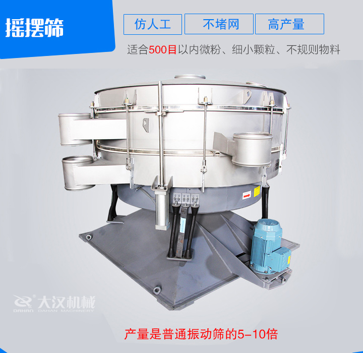 搖擺篩仿人工篩分原理,操作方便,不堵網(wǎng)。